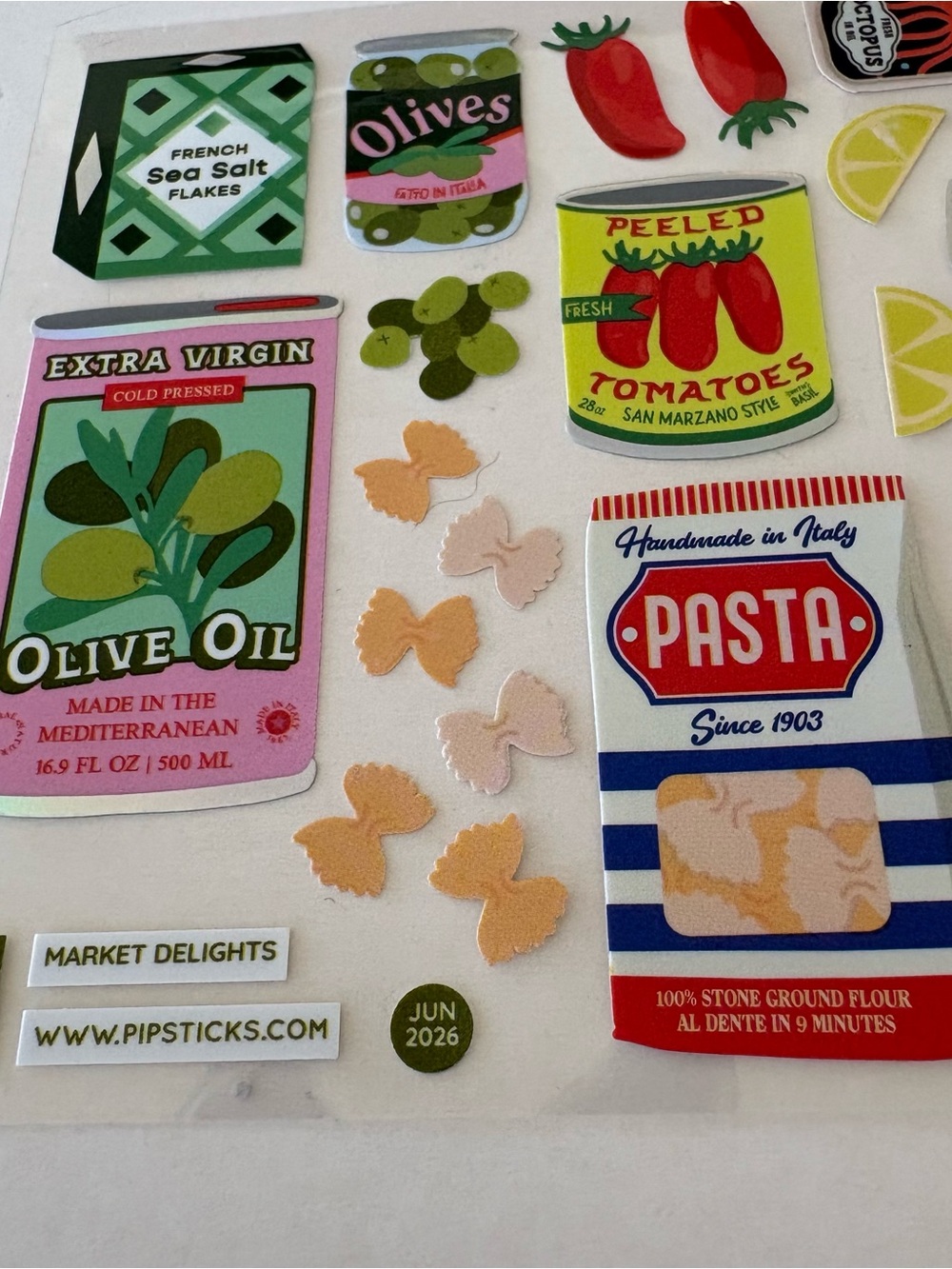 Grocery-Themed Sticker Sheet — Pasta, Sardines, Tomatoes & Rose Lemonade - Picture 3 of 13